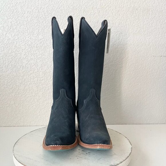 Lane EMMA JANE Womens Cowboy Boots 7.5 Navy Suede Western Cowgirl Mid Calf Tall - Picture 5 of 12